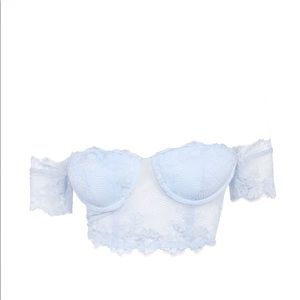 Lacey baby blue off shoulder top